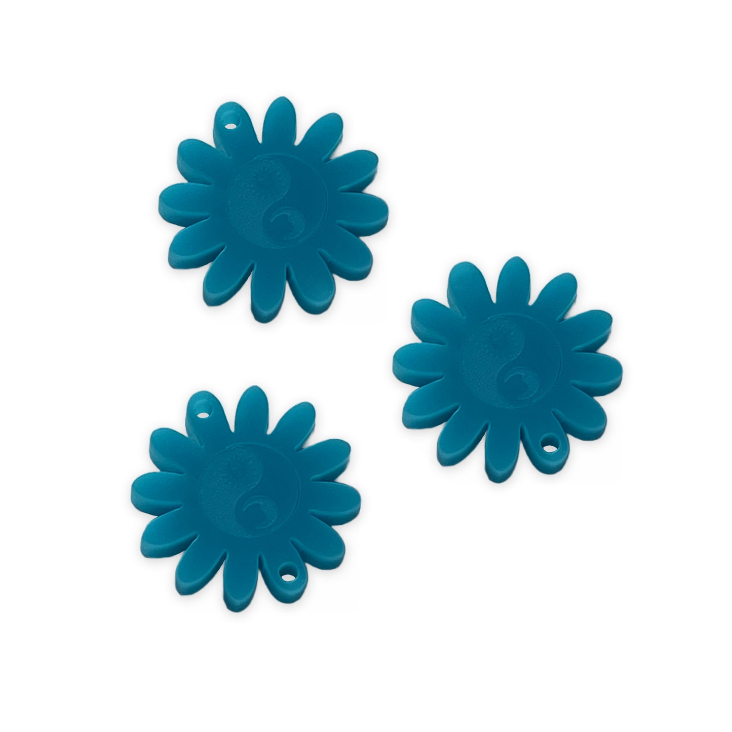 8 Sun Moon Yin Yang 12 petal flower links, 2cm