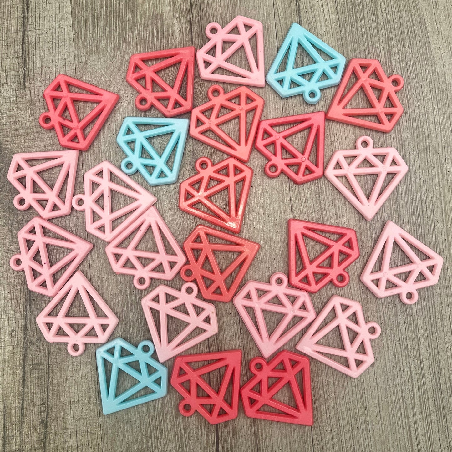24 x large 3D pastel diamond charms, CLEARANCE