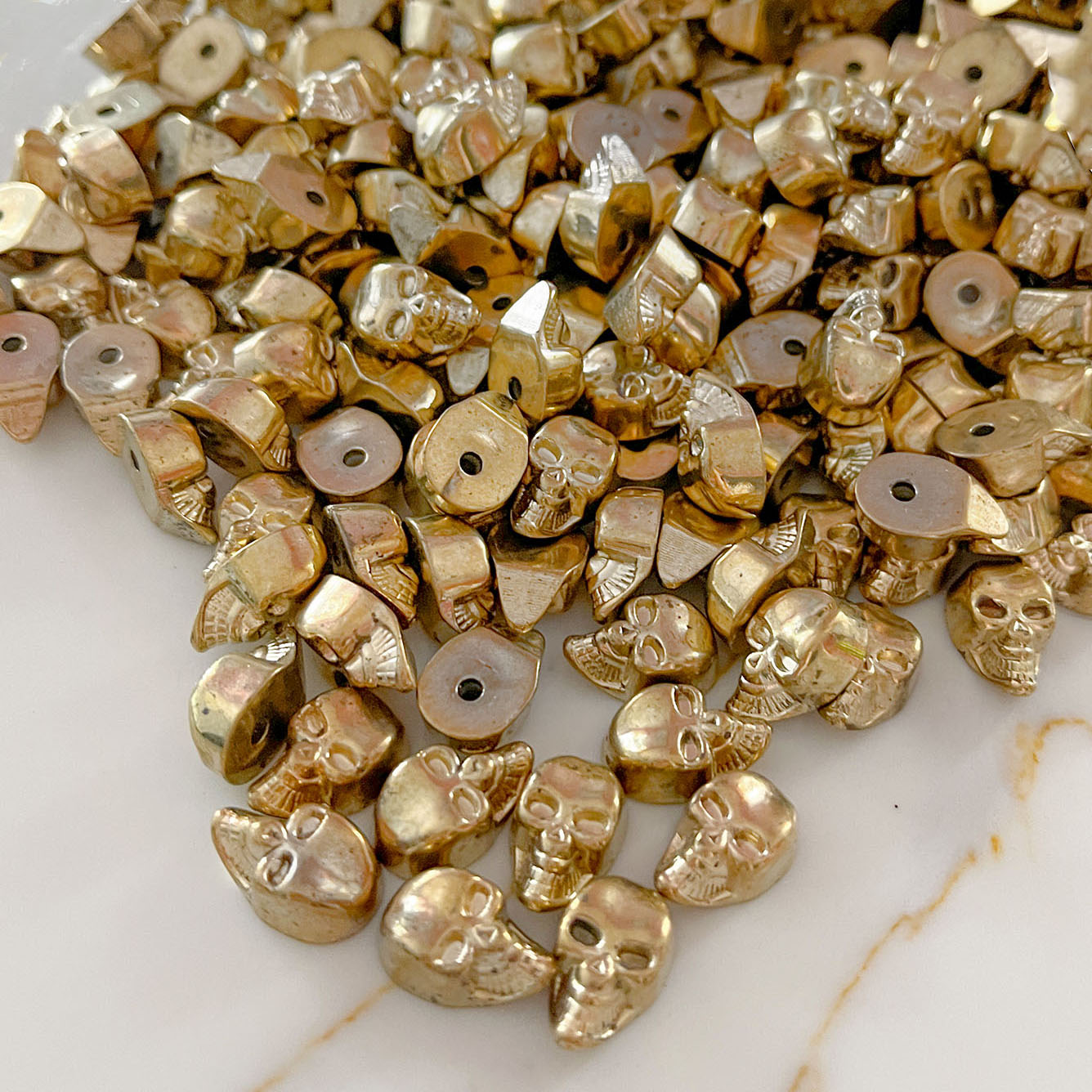 500g 3D Skull gold colour cabochons CLEARANCE