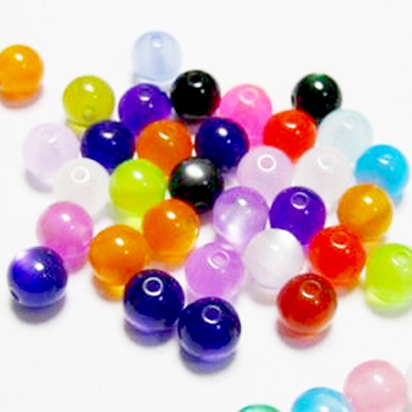 50 cat's eye style acrylic beads, 6mm