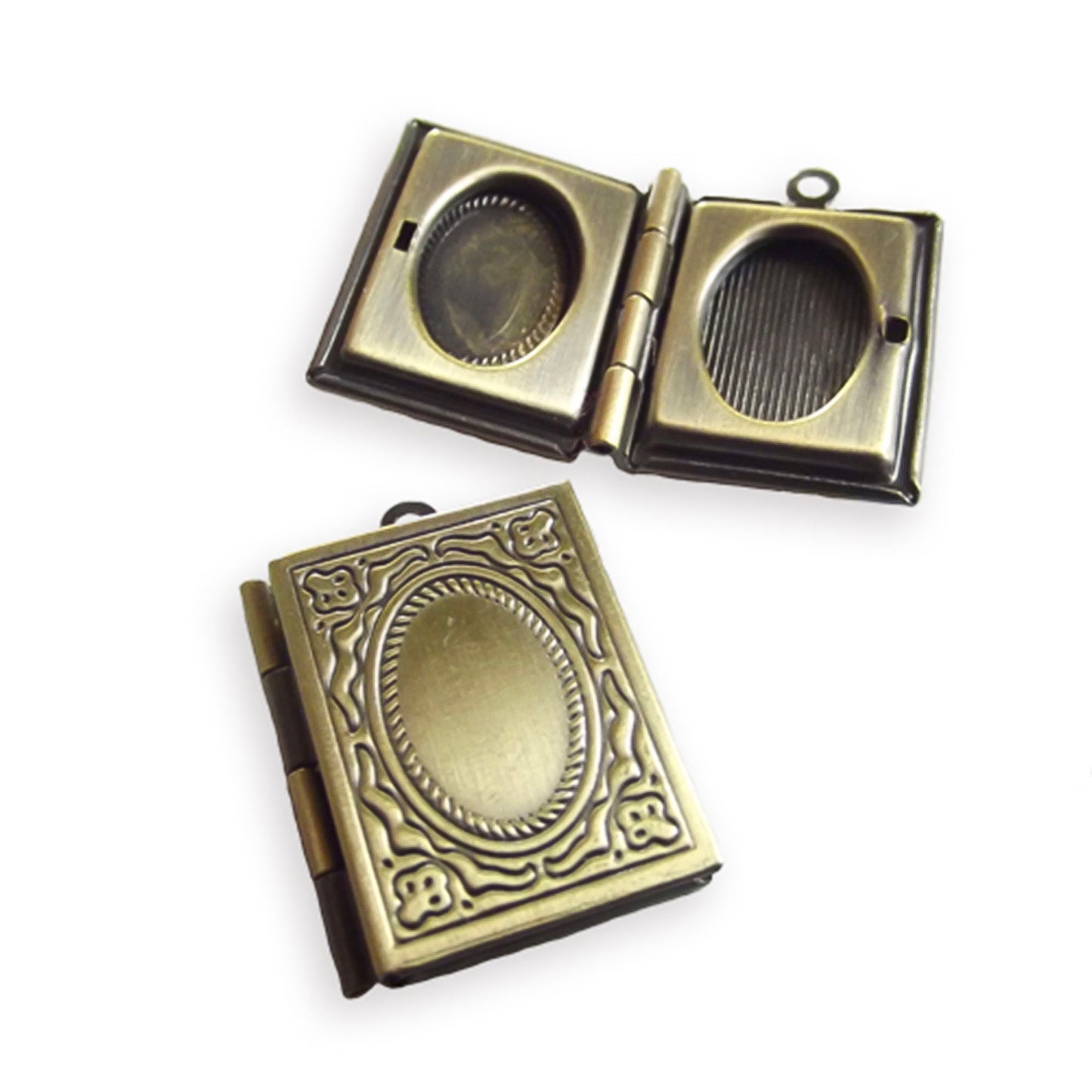 2 x Book lockets, antique bronze
