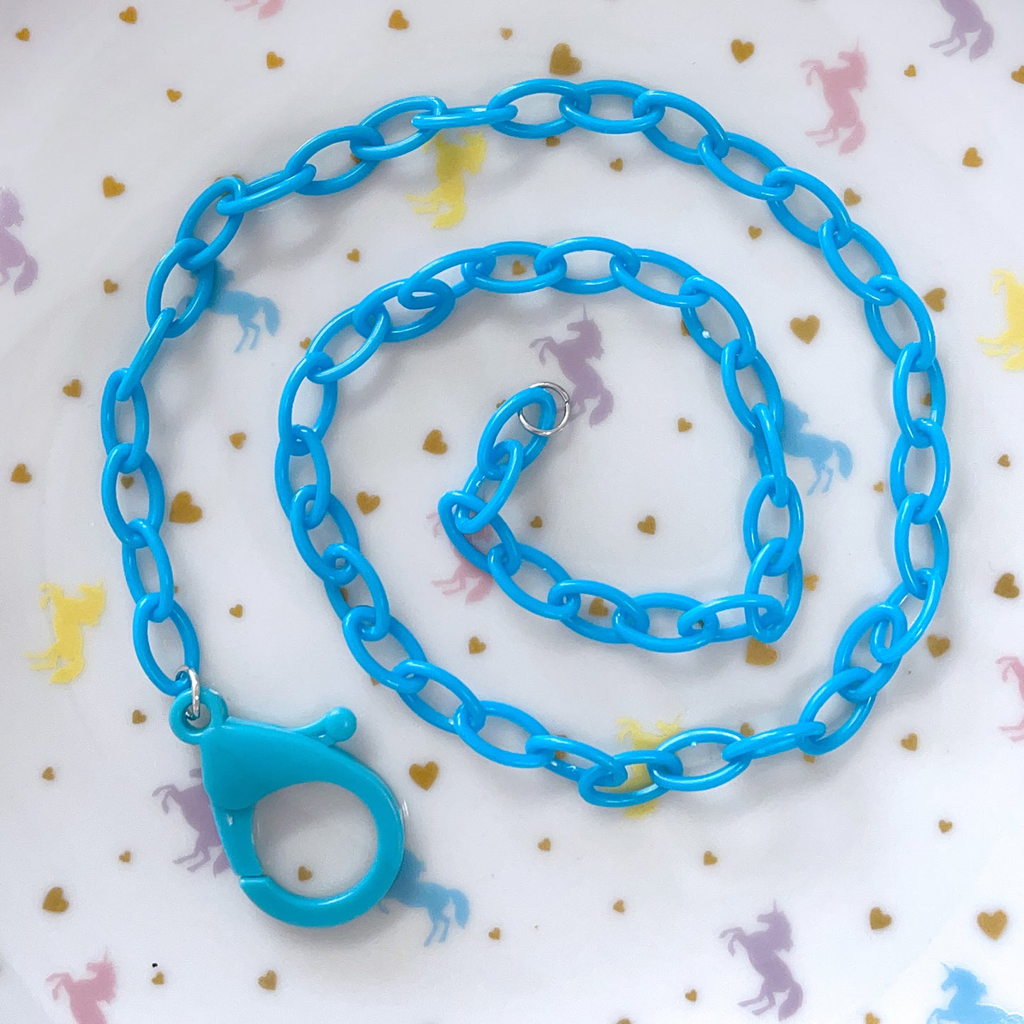 Blue plastic colour necklace chain