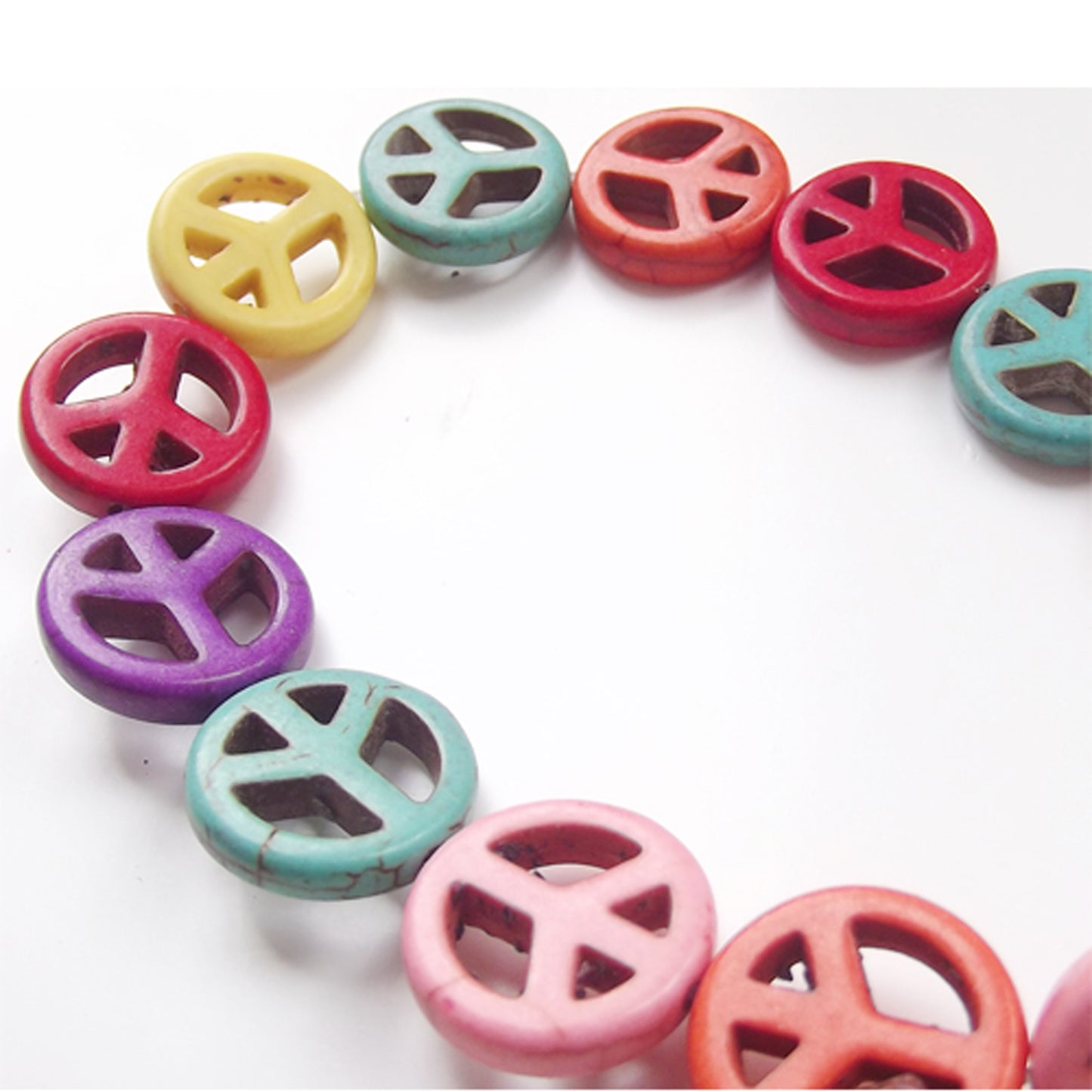 8 CND hippy peace beads synthetic turquoise, stone bead