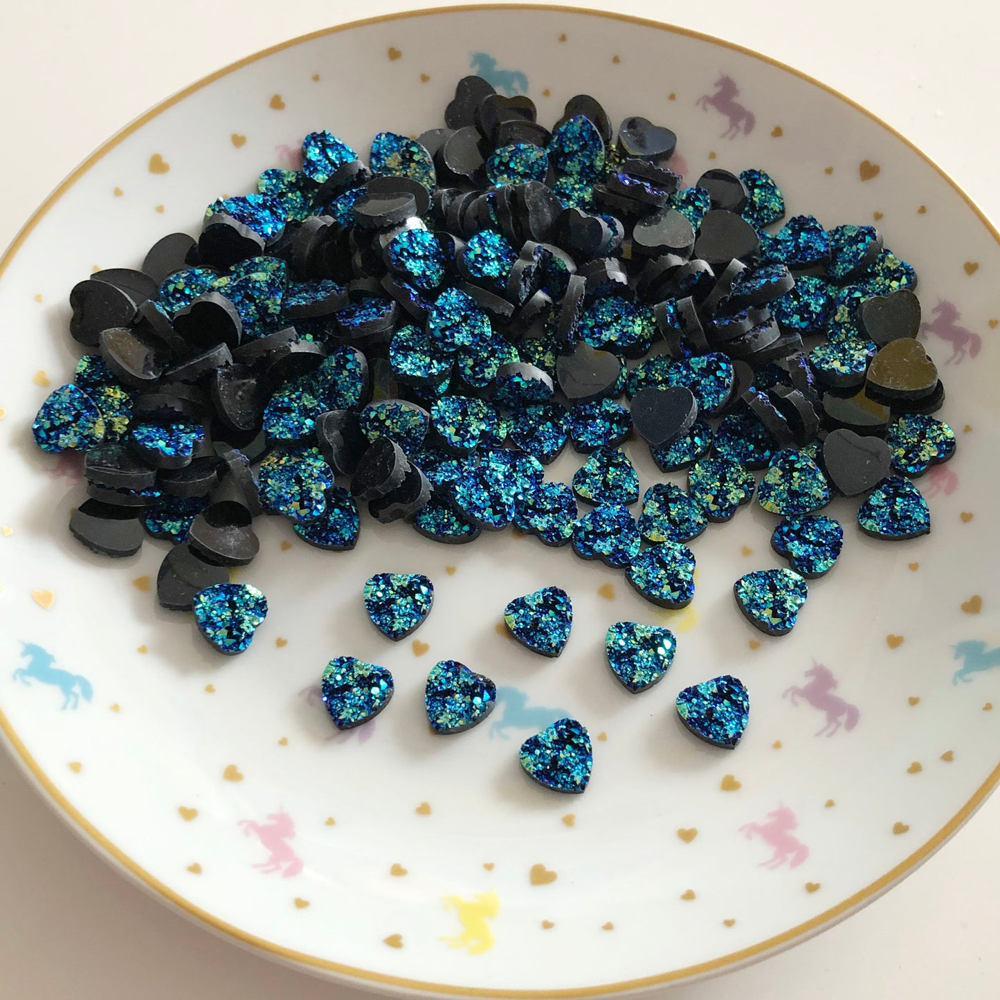 20 x drusi style resin heart cabochons immitation stone