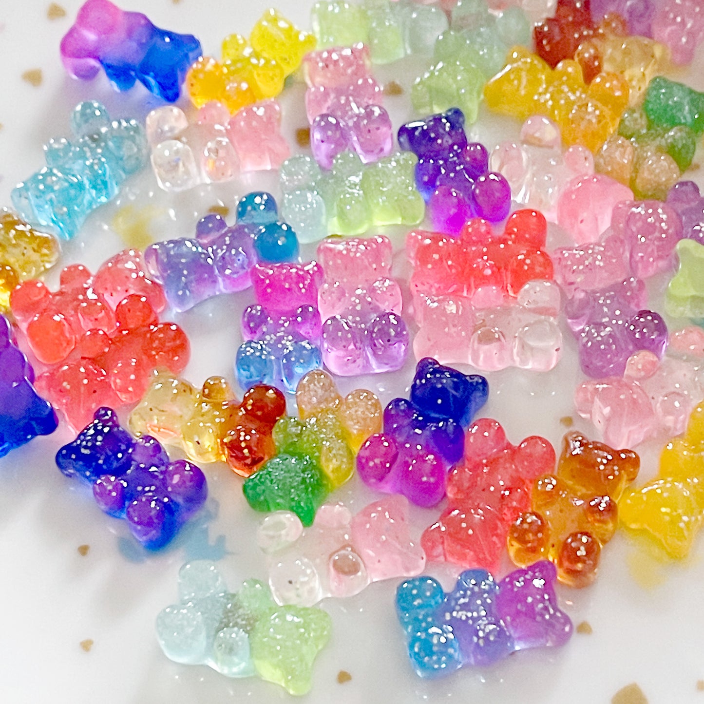 10 x Glitter Gummy bear cabochons