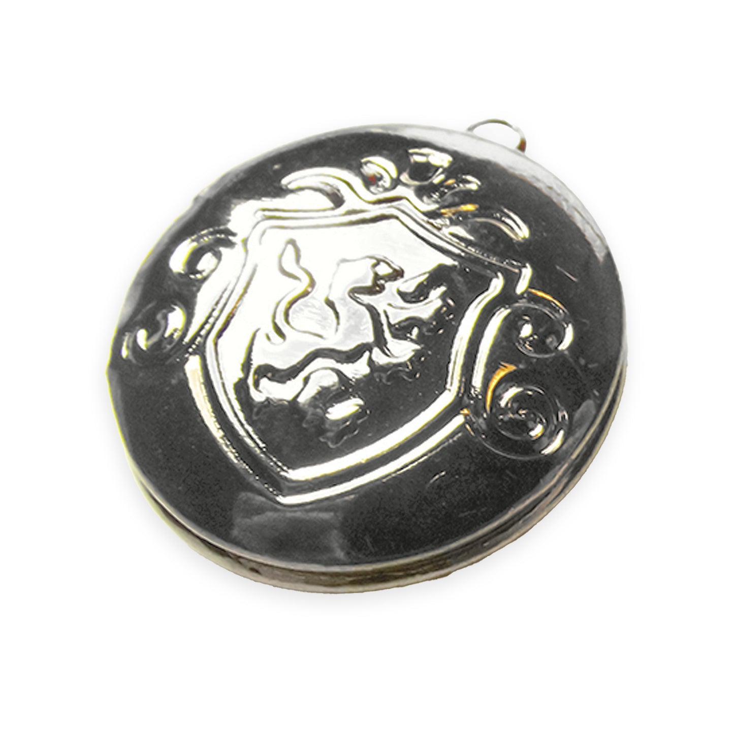 2 x Coat of arms royal round locket, gun metal