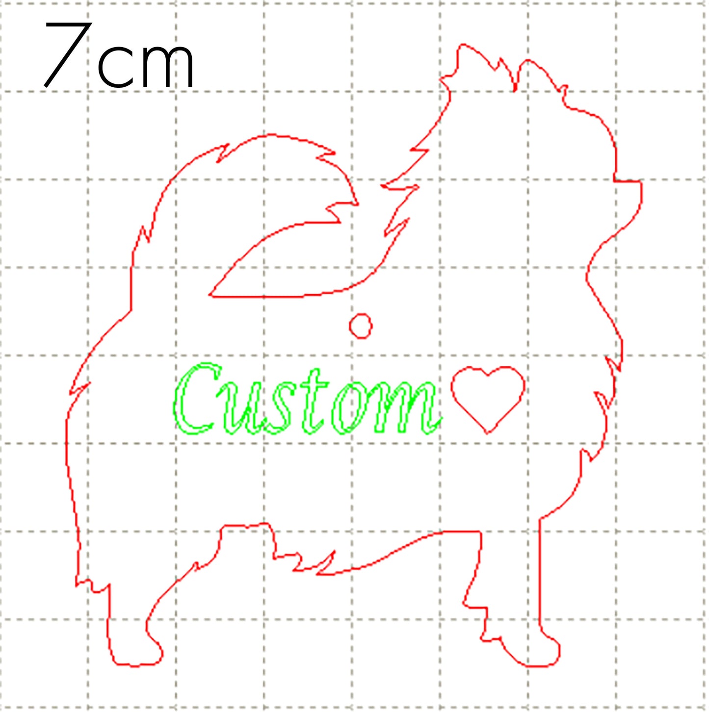 *LT*C* ENGRAVED dog silhouette, 7cm Charm, with heart