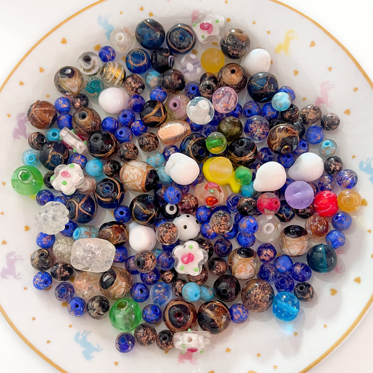 25 Mixed hand made lampwork glass beads