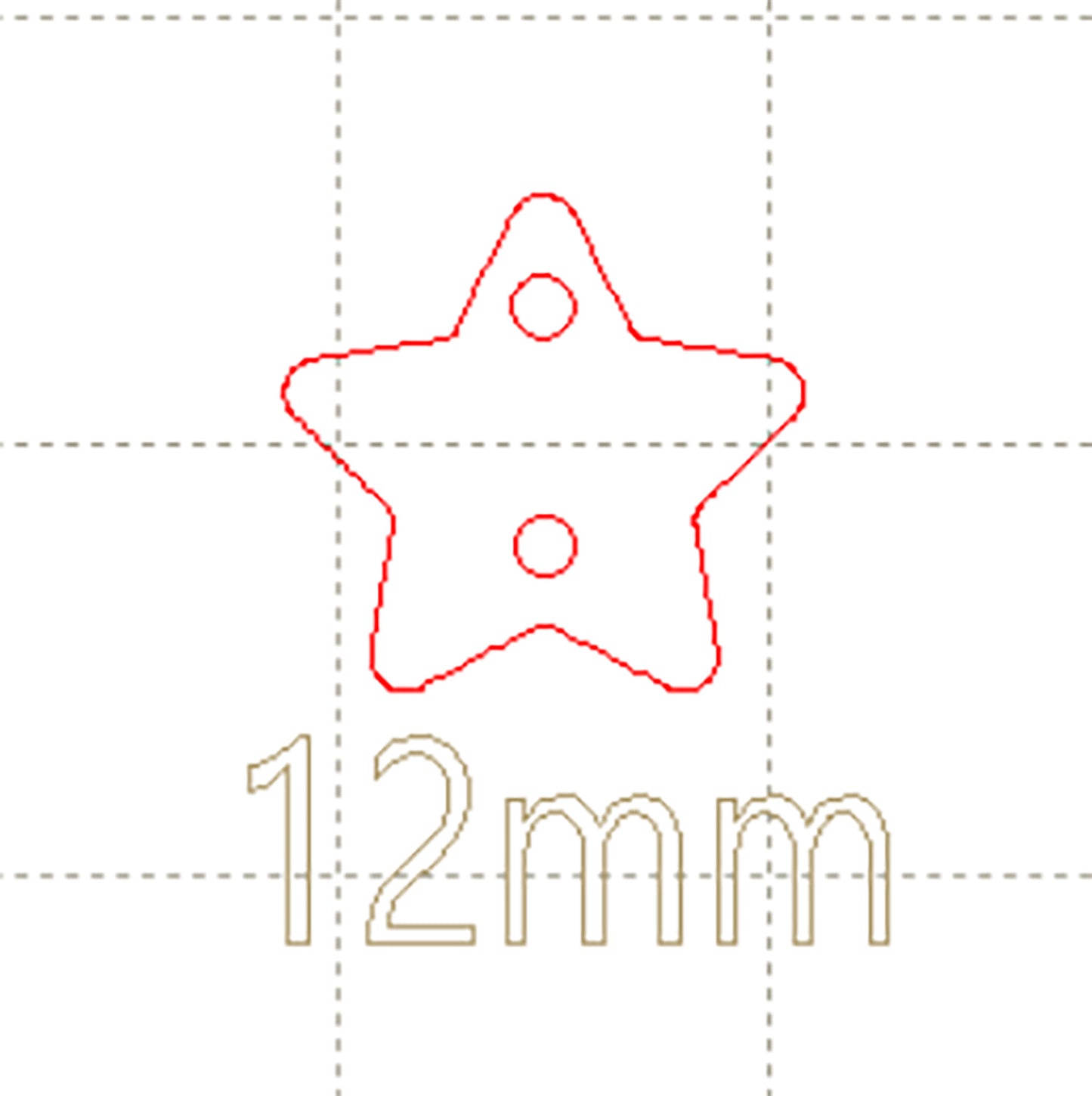 *MP*C* Star rounded, 2 VERTICAL holes, 12mm