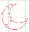 *MP*C* Crescent (three holes) charm, 30mm