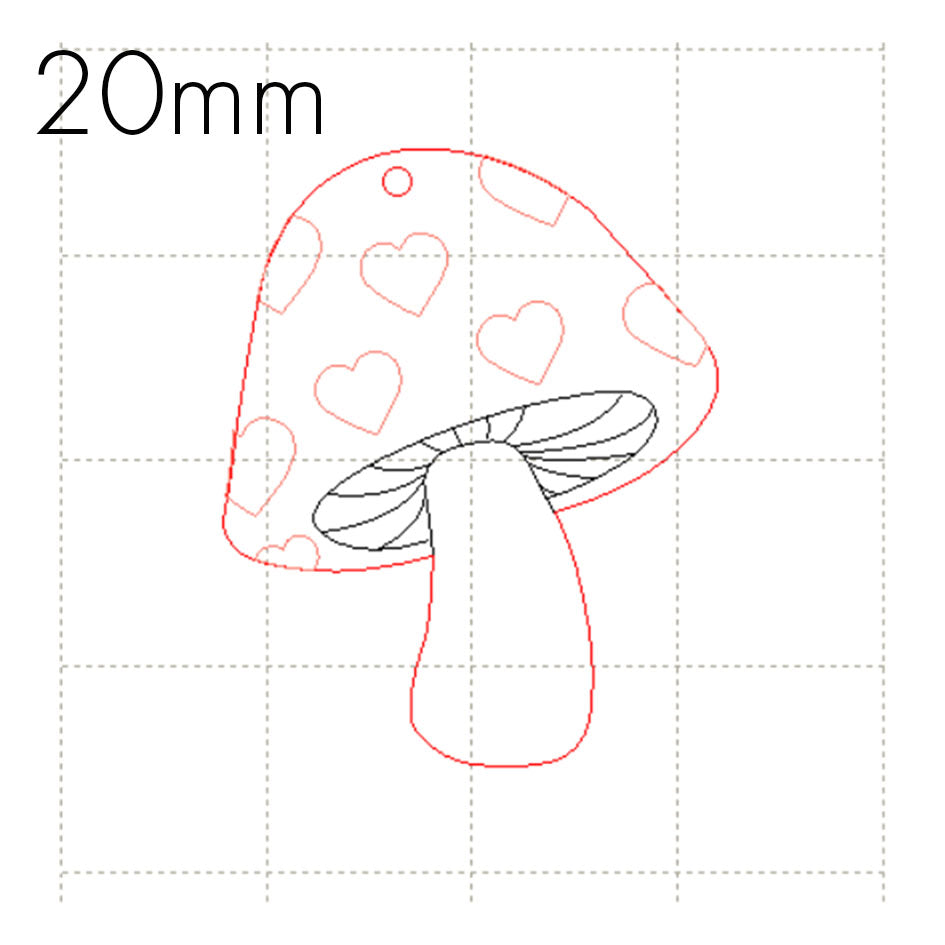 *MP*C* Heart small Mushroom charm, 20mm