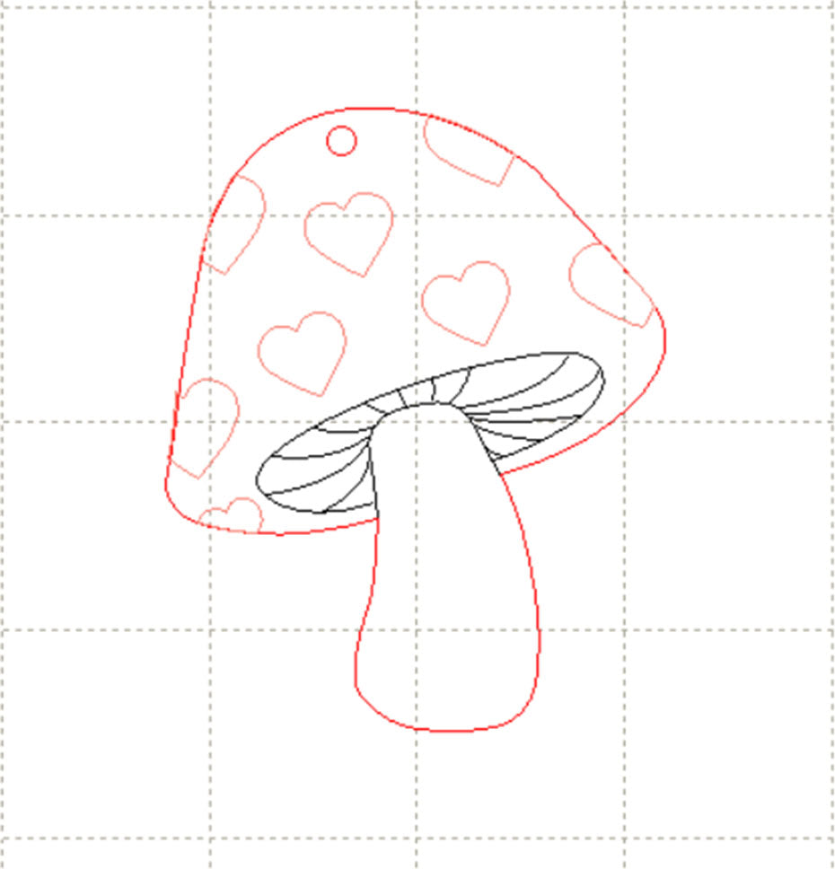 *MP*C* Hearts Mushroom charm, 30mm