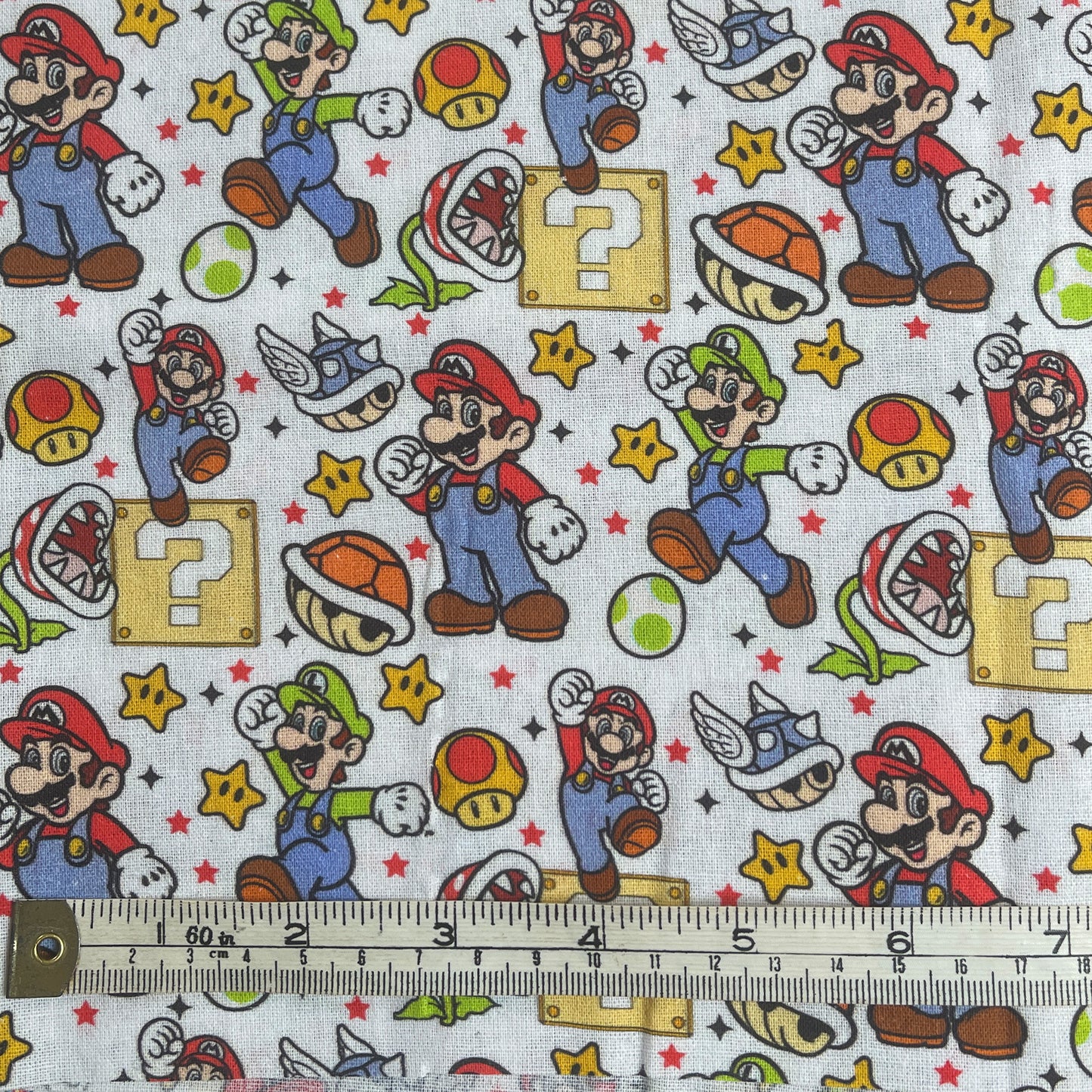 Mario and Luigi white 100% cotton fabric