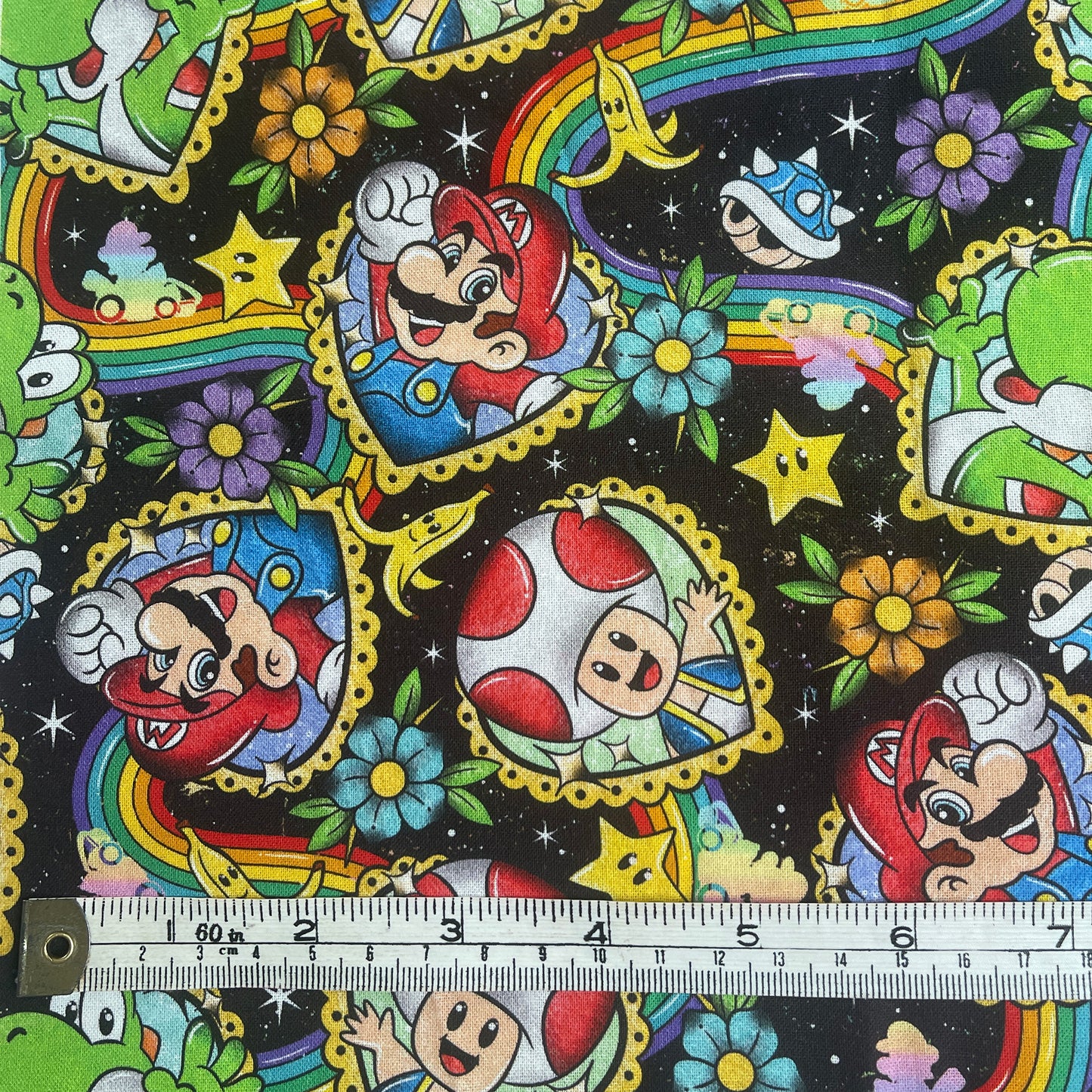 Mario Kart Rainbow Road 100% cotton fabric