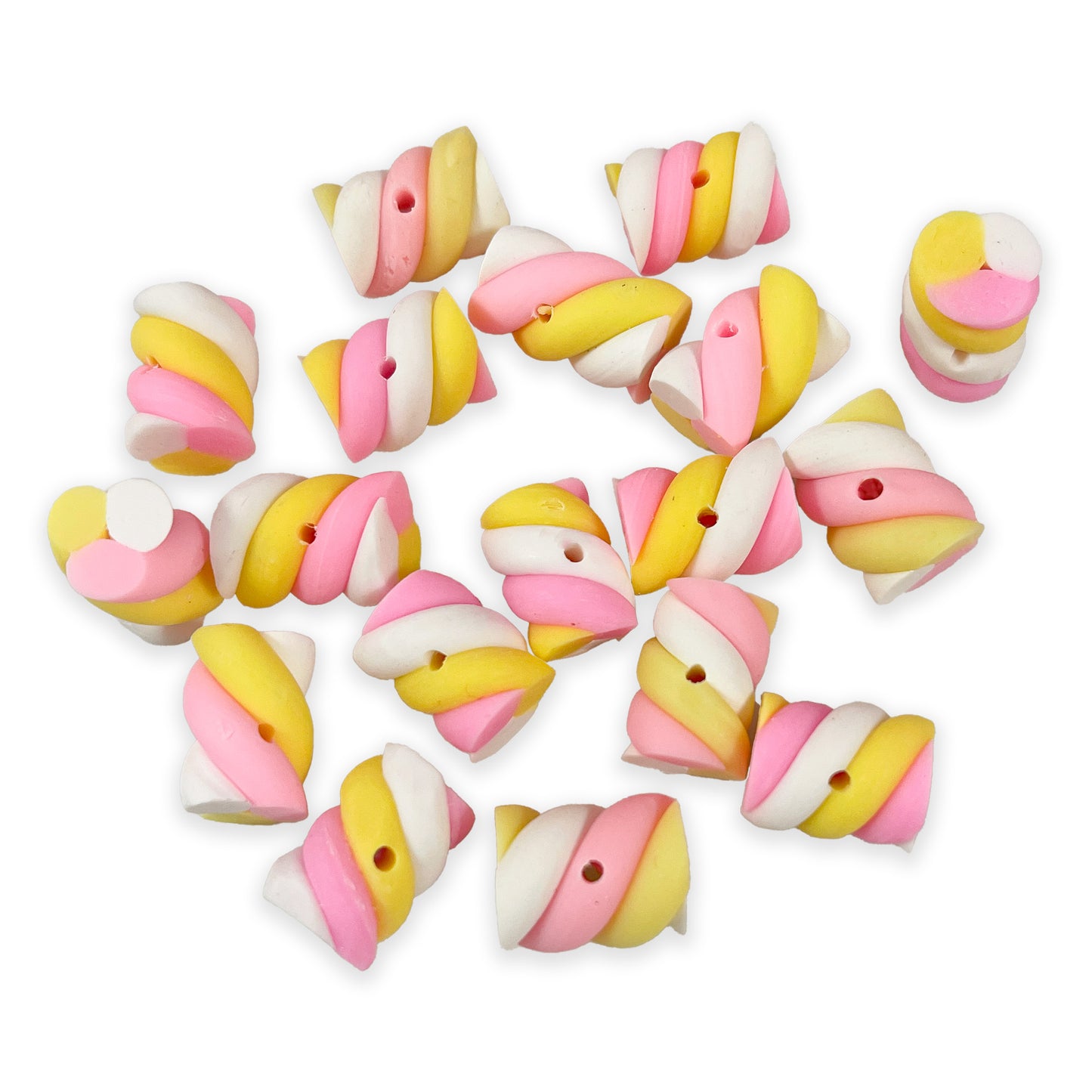 6 handmade marshmallow flump beads