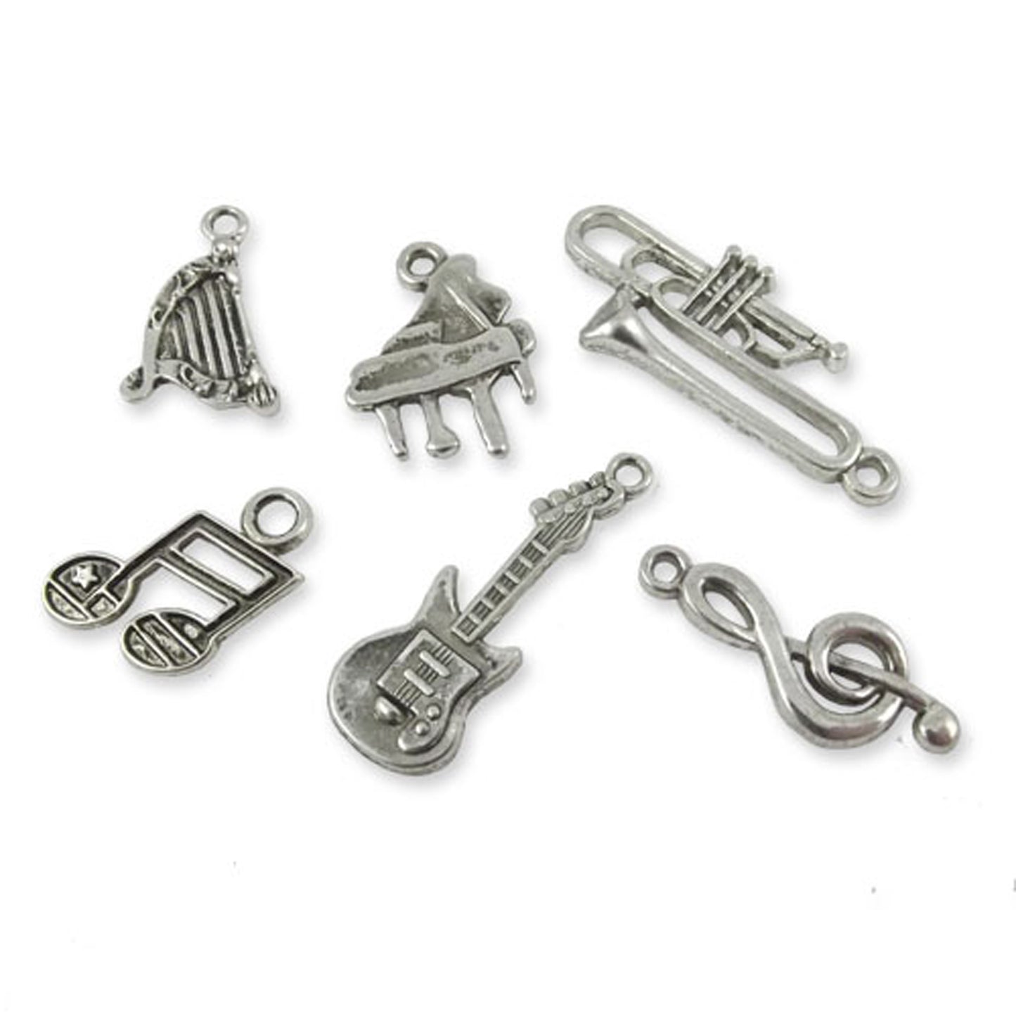 6 x music instrument charms set