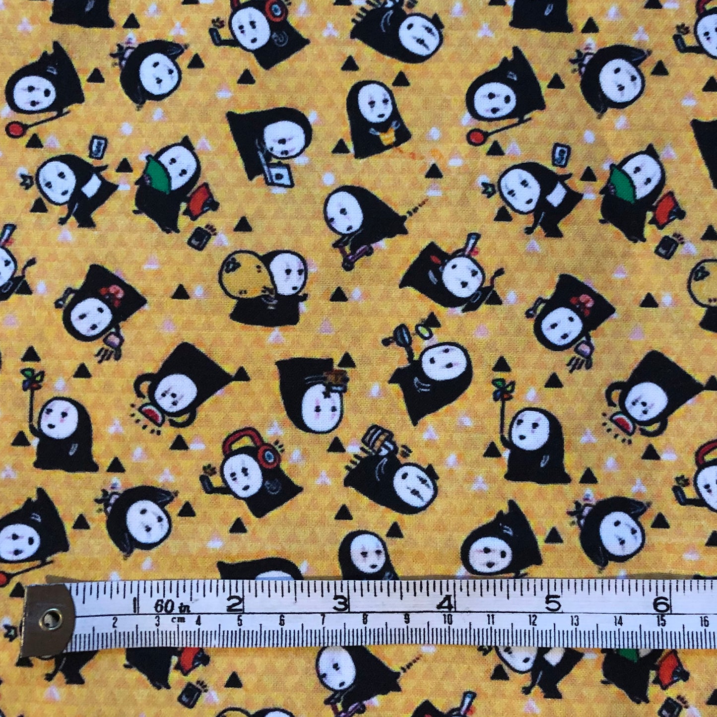 No Face yellow 100% cotton fabric