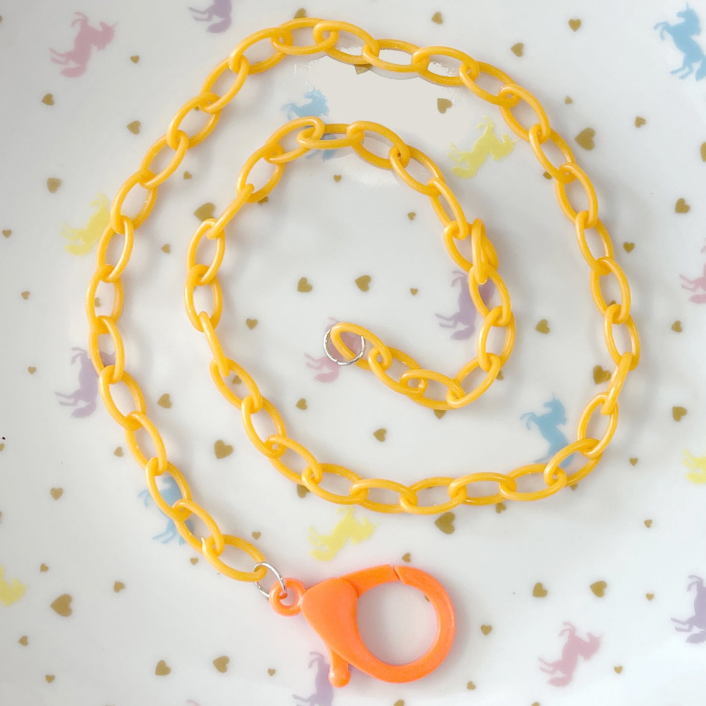 Orange plastic colour necklace chain