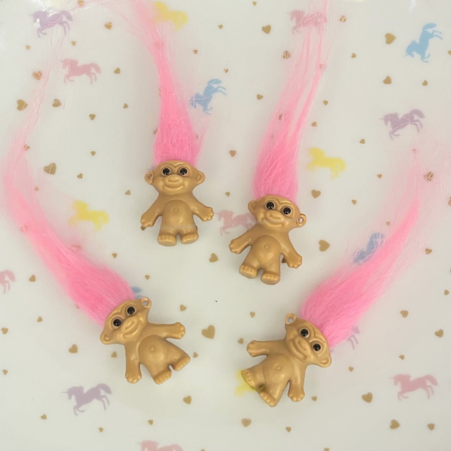2pcs Pink hair troll charms