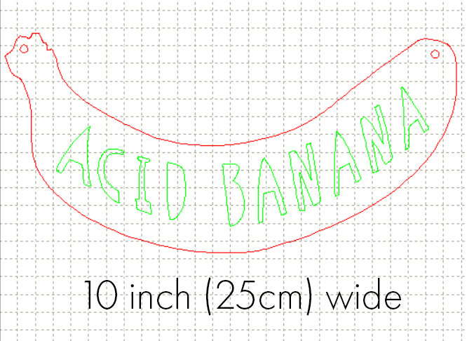 *SW*C* Large Banana engraved and 2 holes, 25cm wide