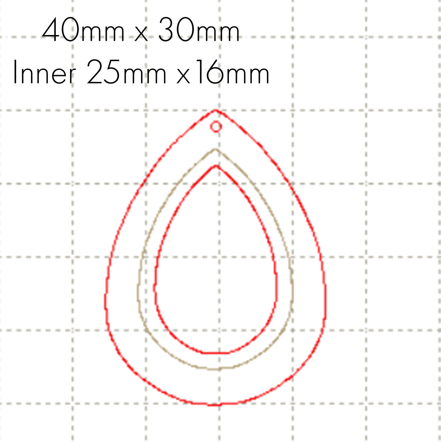 *SW*C* Tear drop setting 40mm, 25 x 16mm cut out