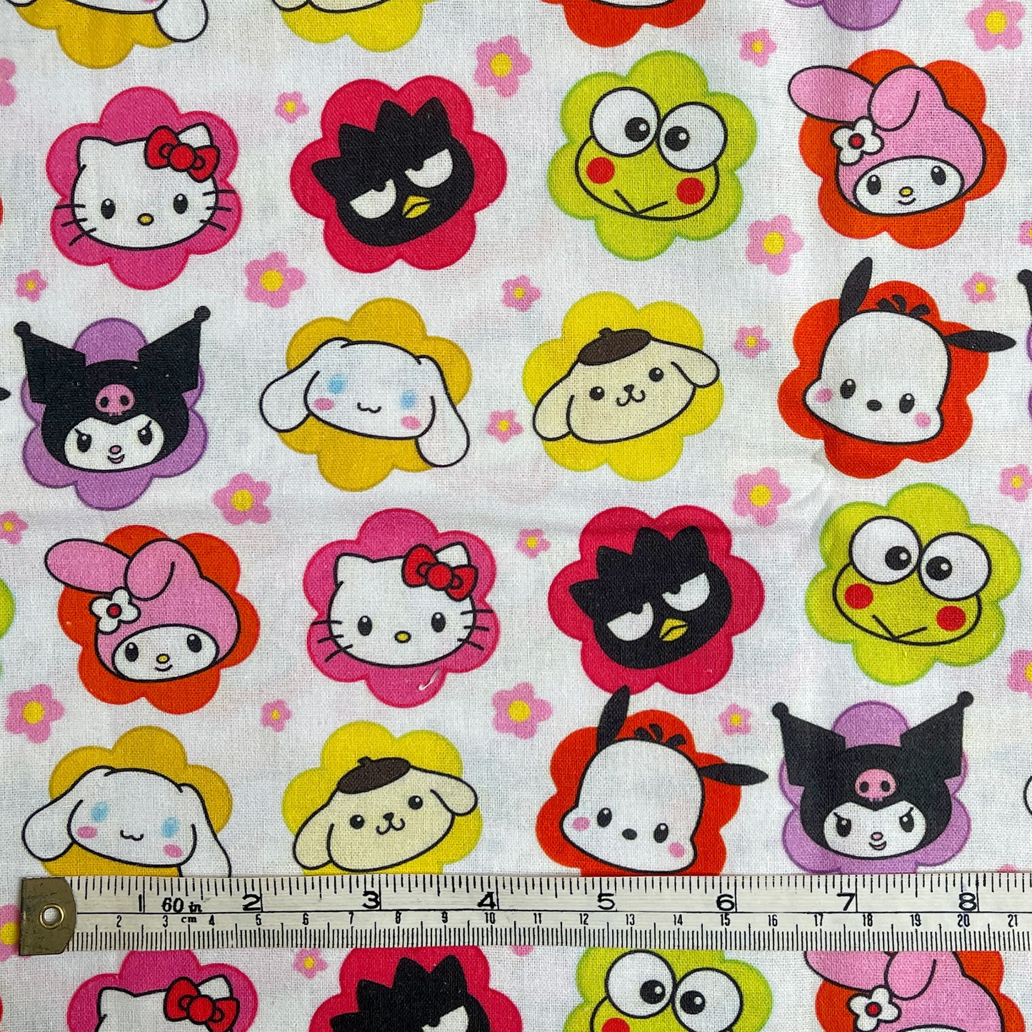Sanrio characters, flowers 100% cotton fabric