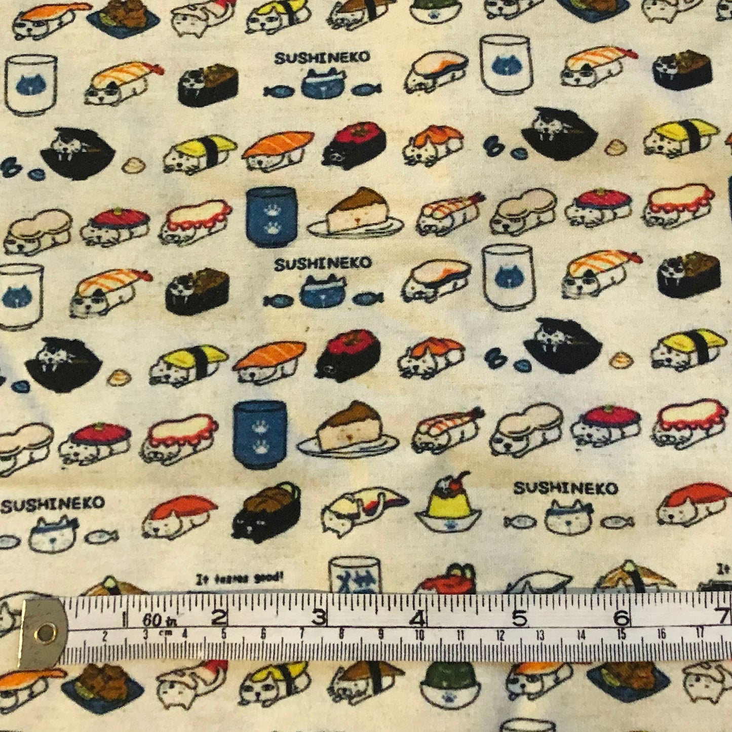 Sushi neko fabric offcut