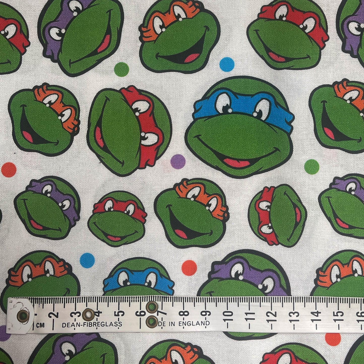 Teenage Mutant Turtles faces 100% cotton fabric