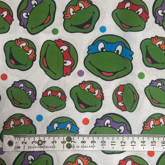 Large offcut Turtles faces fabric