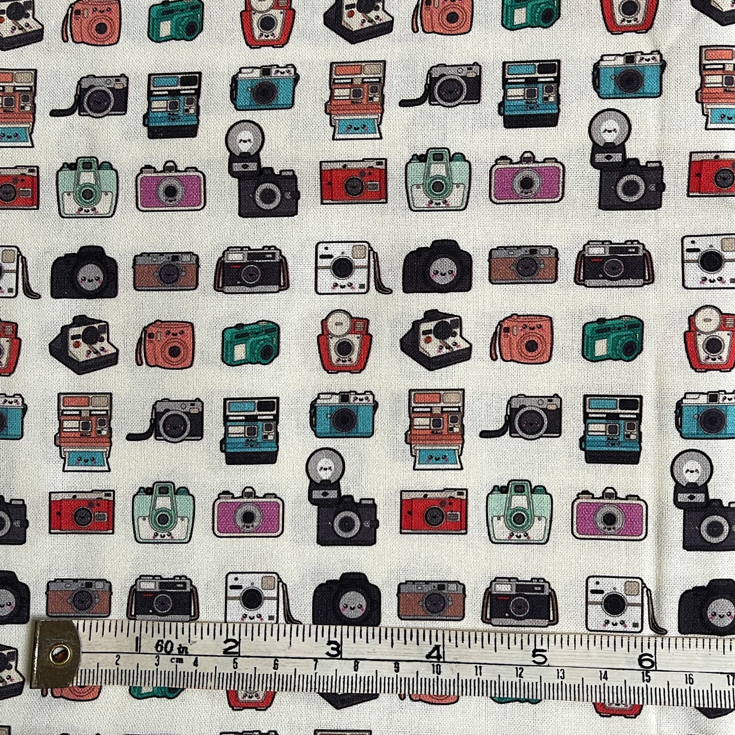 Vintage cameras 100% cotton fabric