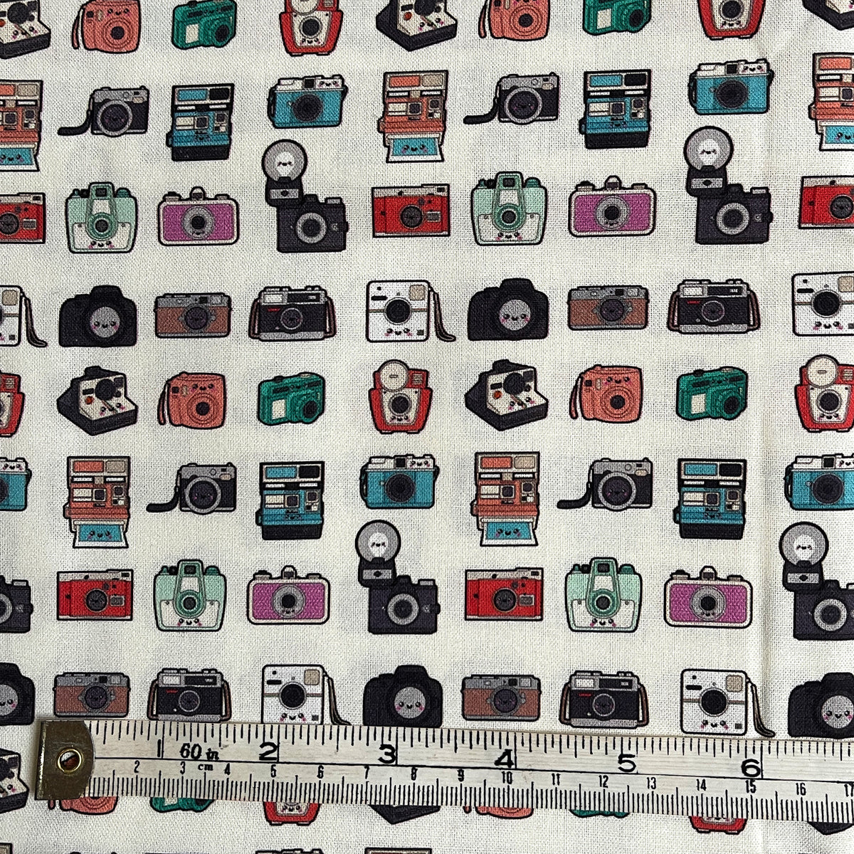 Vintage cameras fabric offcut