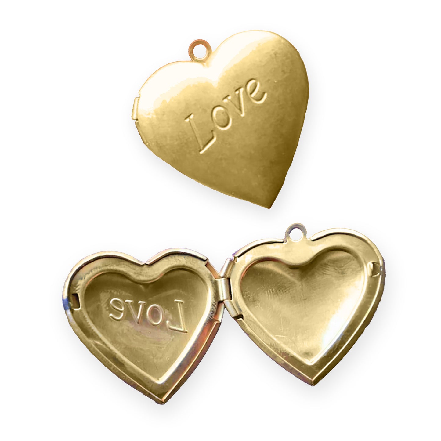 2 x Love heart locket, antique gold colour