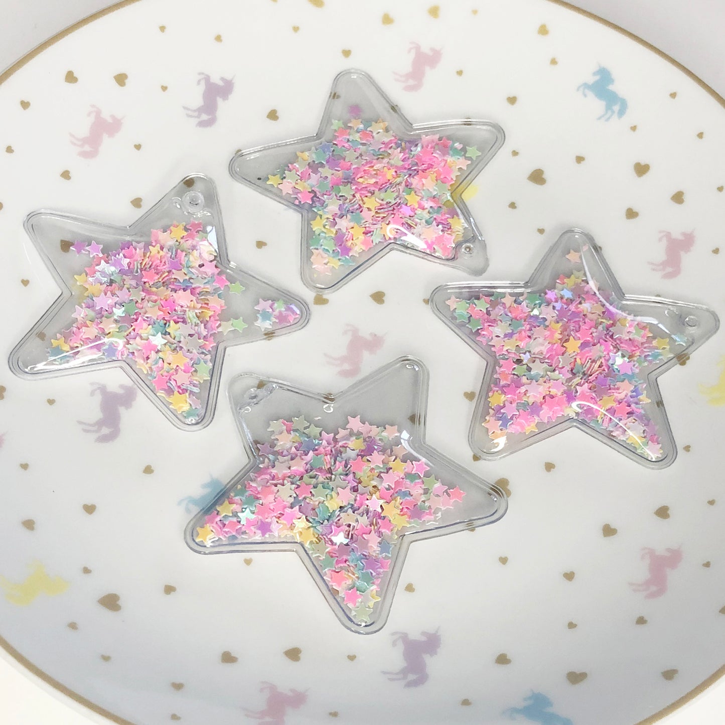 4 x Star shape shaker charms