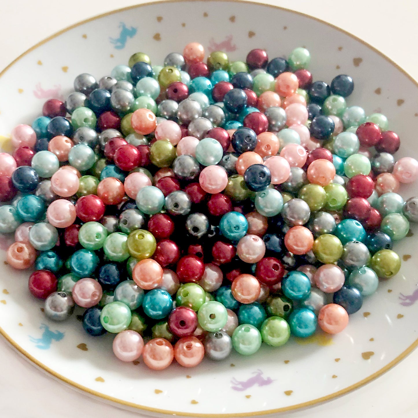 25 x 10mm pearl acrylic beads, mixed colour