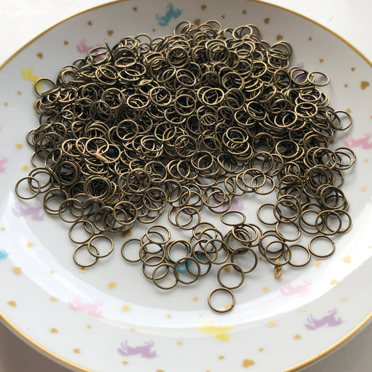 10mm (1mm thickness) antique bronze jump rings, choose amount