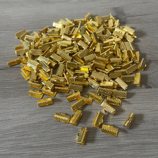 150 GOLD colour ribbon cord ends CLEARANCE