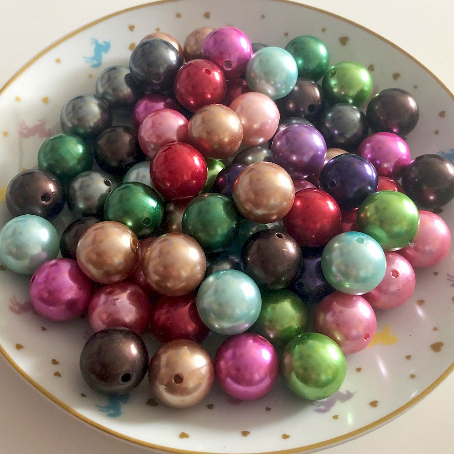 10 x 20mm pearl acrylic beads, mixed colour