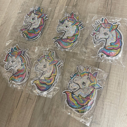 30 x Sequin Unicorn head patch 11cm x 8cm WHOLESALE