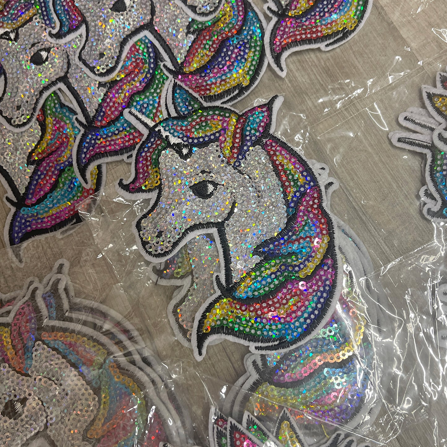 30 x Sequin Unicorn head patch 11cm x 8cm WHOLESALE