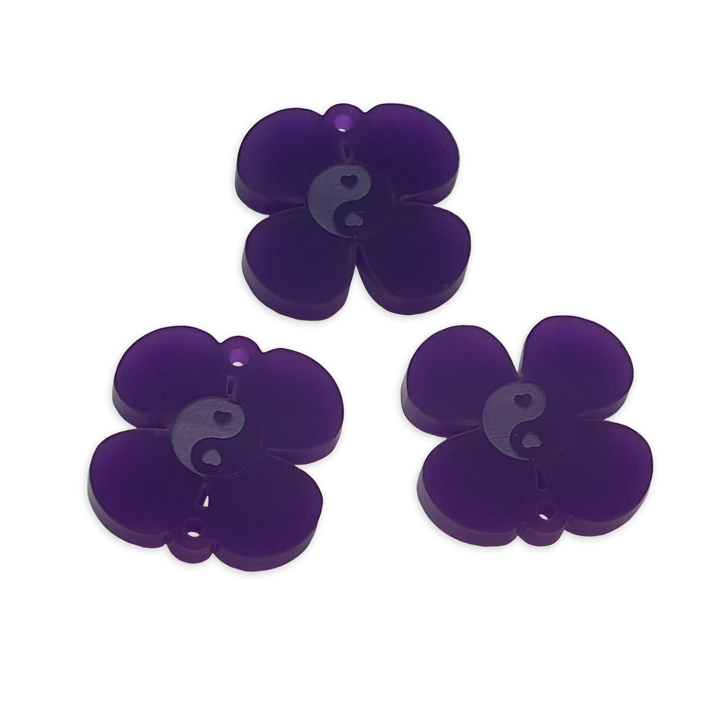 8 Heart Yin Yang 4 petal flower links, 2cm