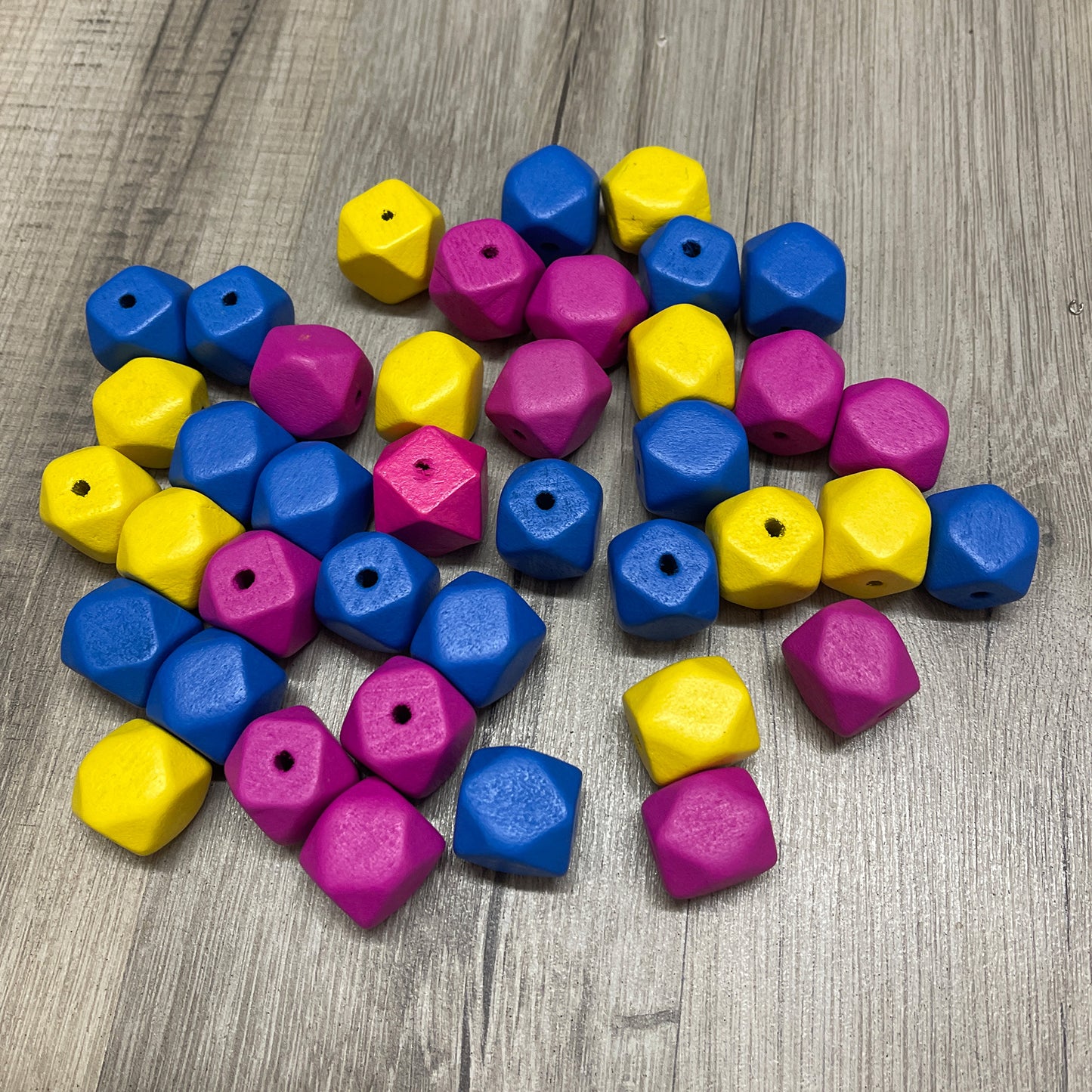 40 x Wooden geometric chunky beads mix, CLEARANCE