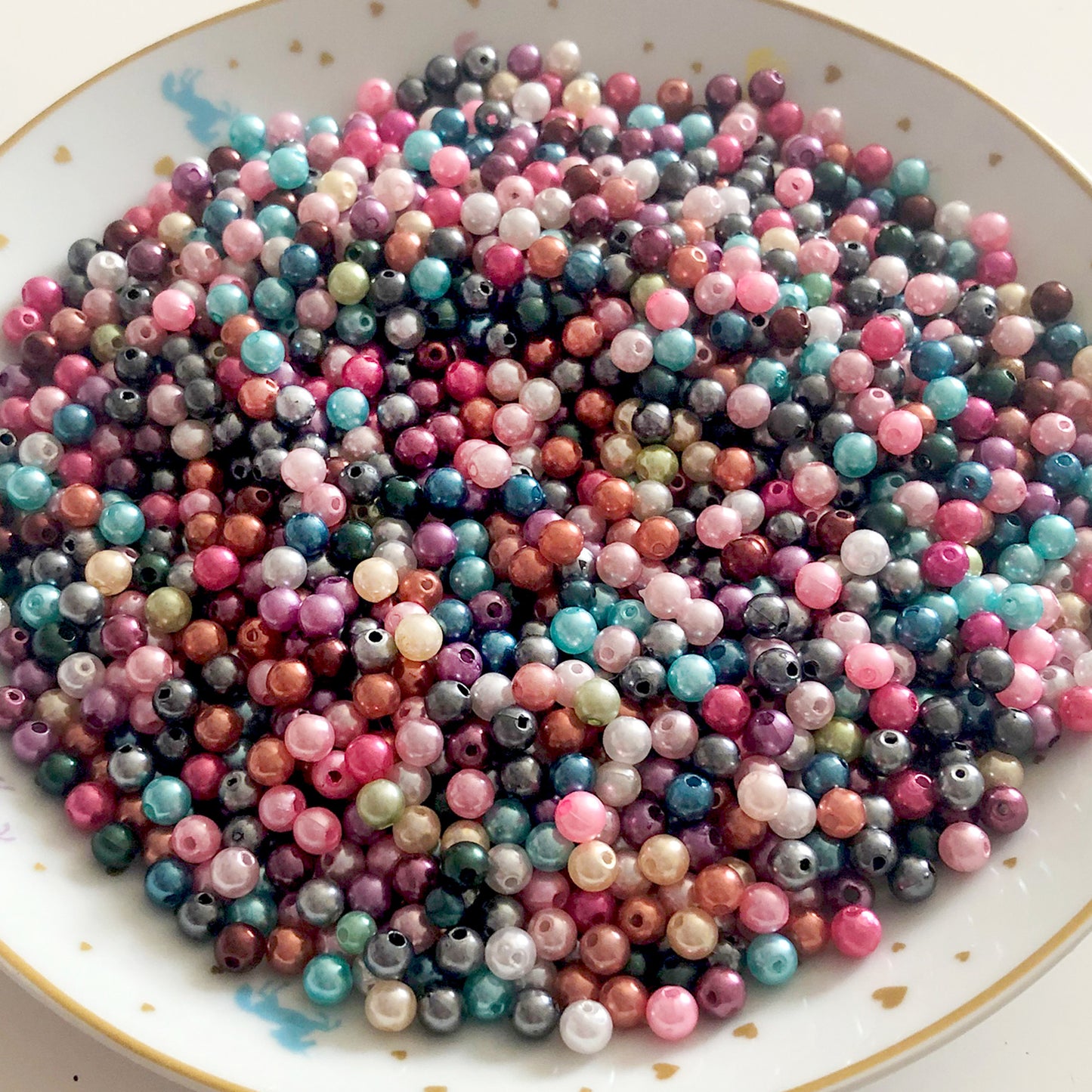 50 x 6mm pearl acrylic beads, mixed colour