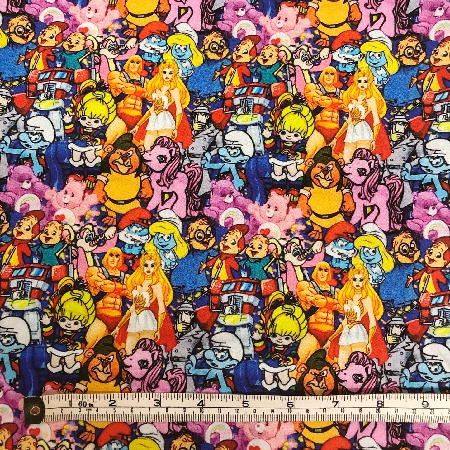 80s cartoons 100% cotton fabric