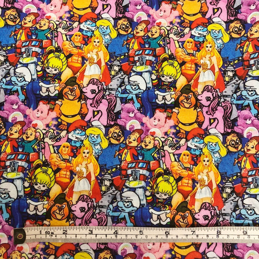 80s cartoons fabric offcut