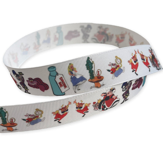 Alice in wonderland cartoon Grosgrain ribbon, 1 metre x 2.5cm