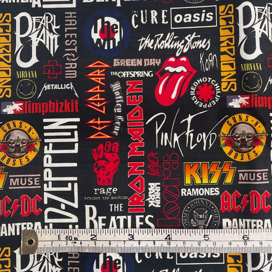 Alternative music & classic Rock bands 100% cotton fabric