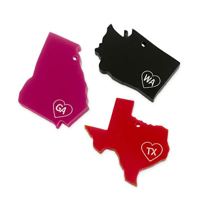 American State laser cut charm, CHOOSE YOUR STATE!