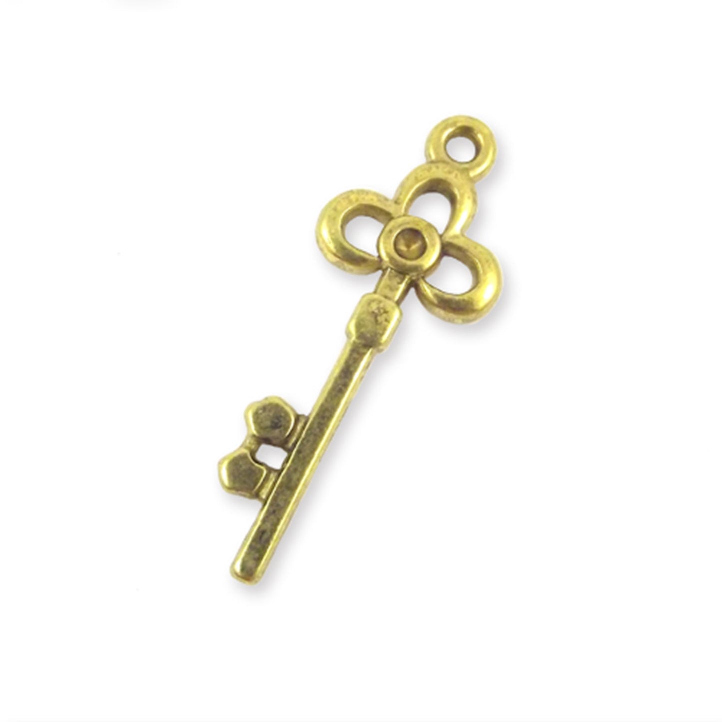 2 x clover key charms, gold colour