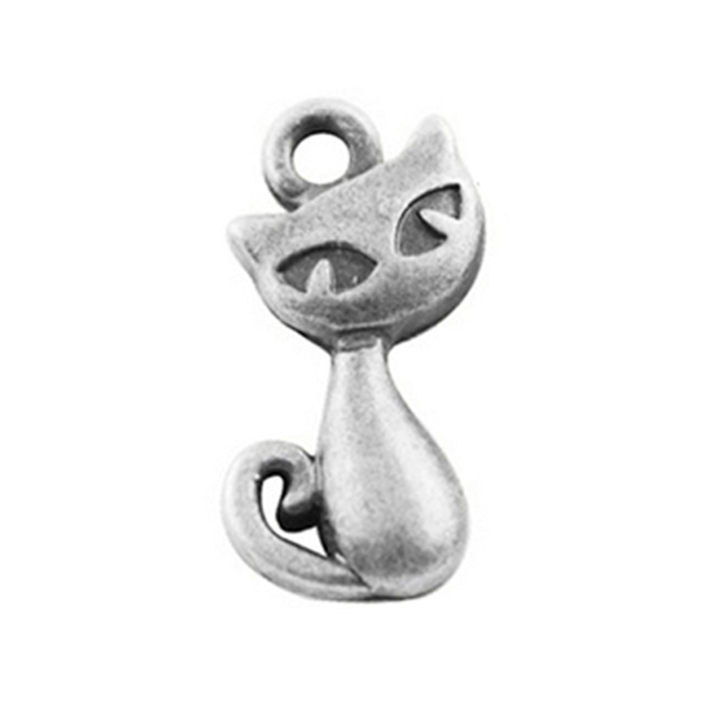 4 cat antique silver charms