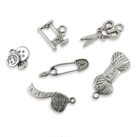 6 x sewing and knitting craft charms set